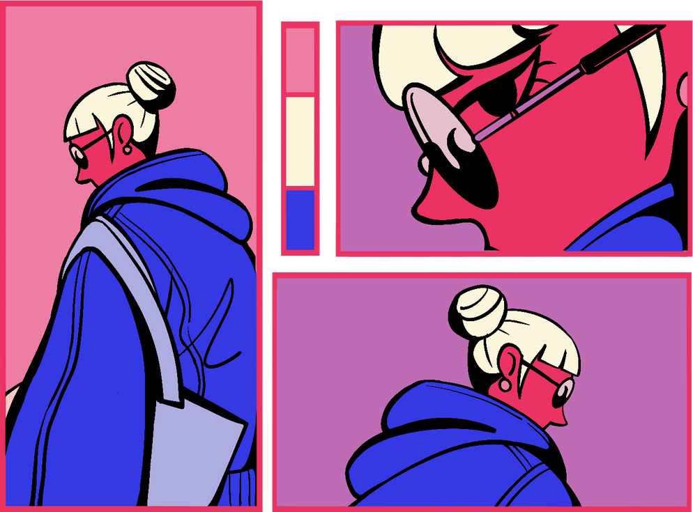 High Contrast Fashionable Woman Comic Strip Panels