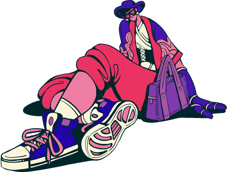 High Contrast Fashionable Woman Wearing a Kimono