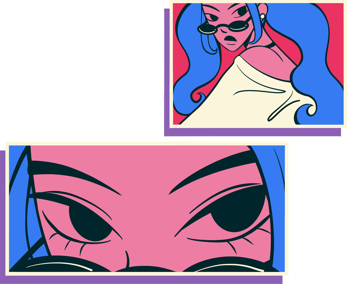 High Contrast Fashionable Woman Comic Strip Panels